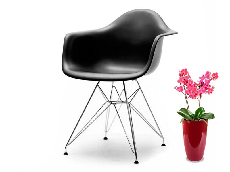 Krzesło eames z plastiku do ogrodu MPA ROD czarne