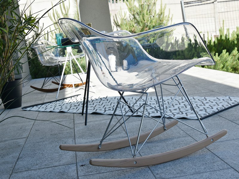 Nowoczesne krzesło bujane do ogrodu MPA ROC transparentne - siedzisko