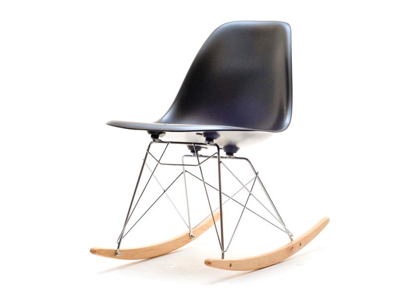 Krzeslo bujane inspirowane Mpc Roc Czarne - widok szczegółowy na bukowe płozy.