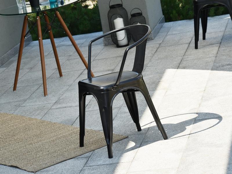 Stylowe krzesło z metalu na taras ALFREDO 2 czarne