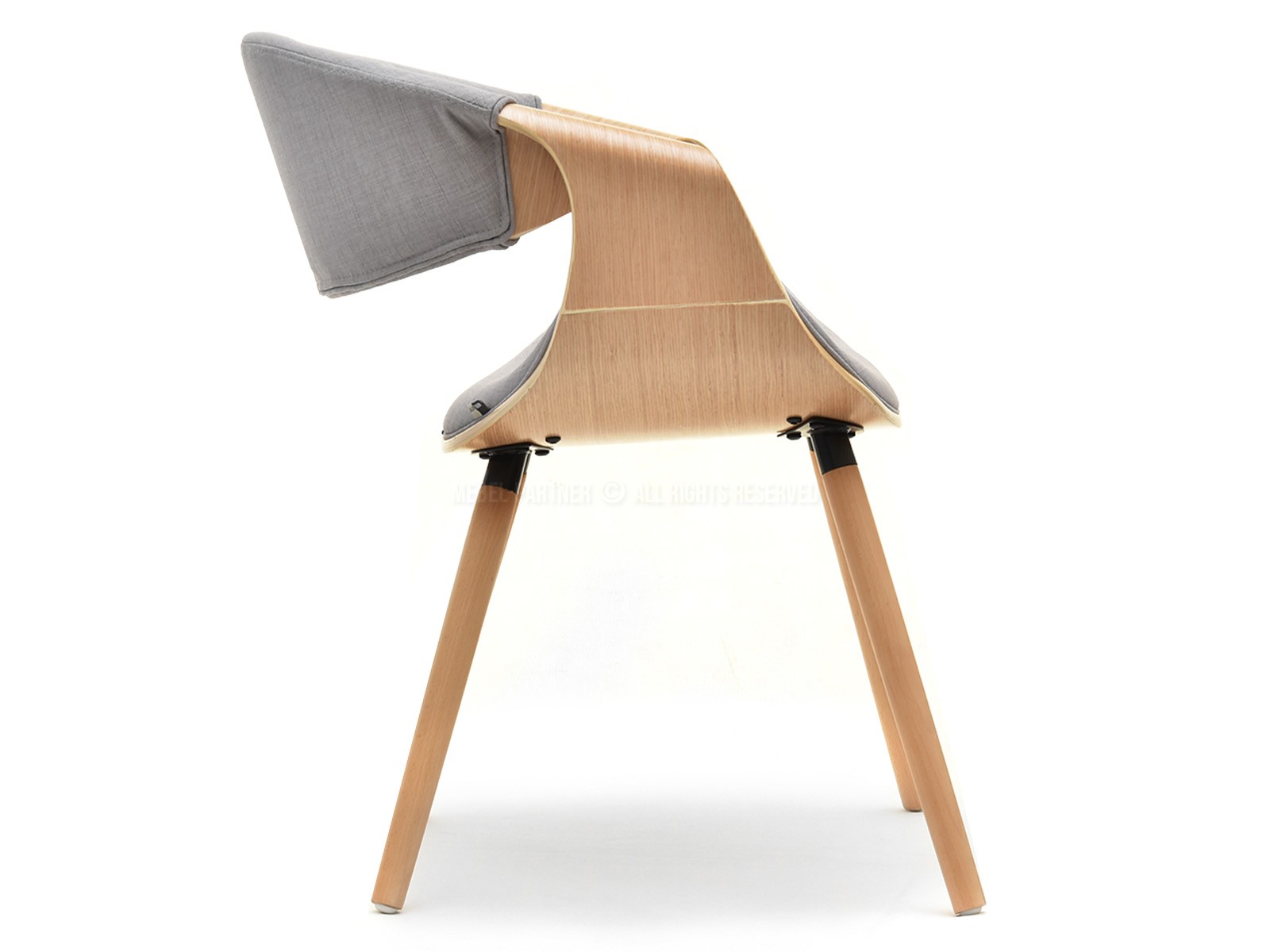 Eleganckie krzesło BENT SZARY-DĄB z drewna giętego i tkaniny