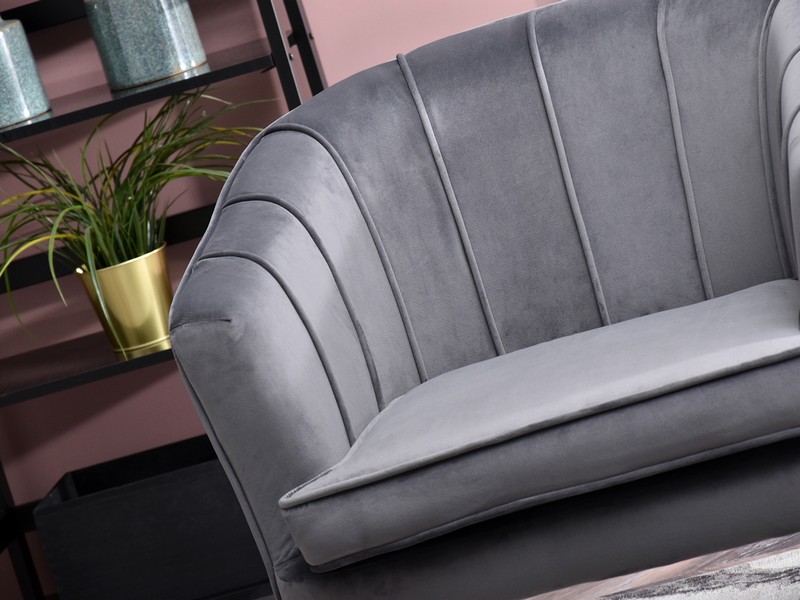 Komfortowy fotel ESTEL SZARY WELUR GLAMOUR + ZŁOTY - wyjątkowa tkanina