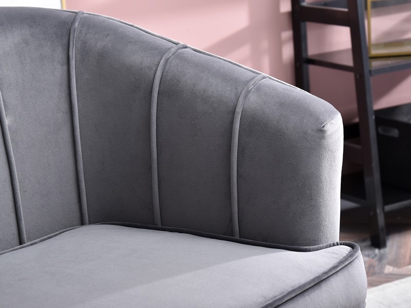 Komfortowy fotel ESTEL SZARY WELUR GLAMOUR + ZŁOTY - stylowy podłokietnik