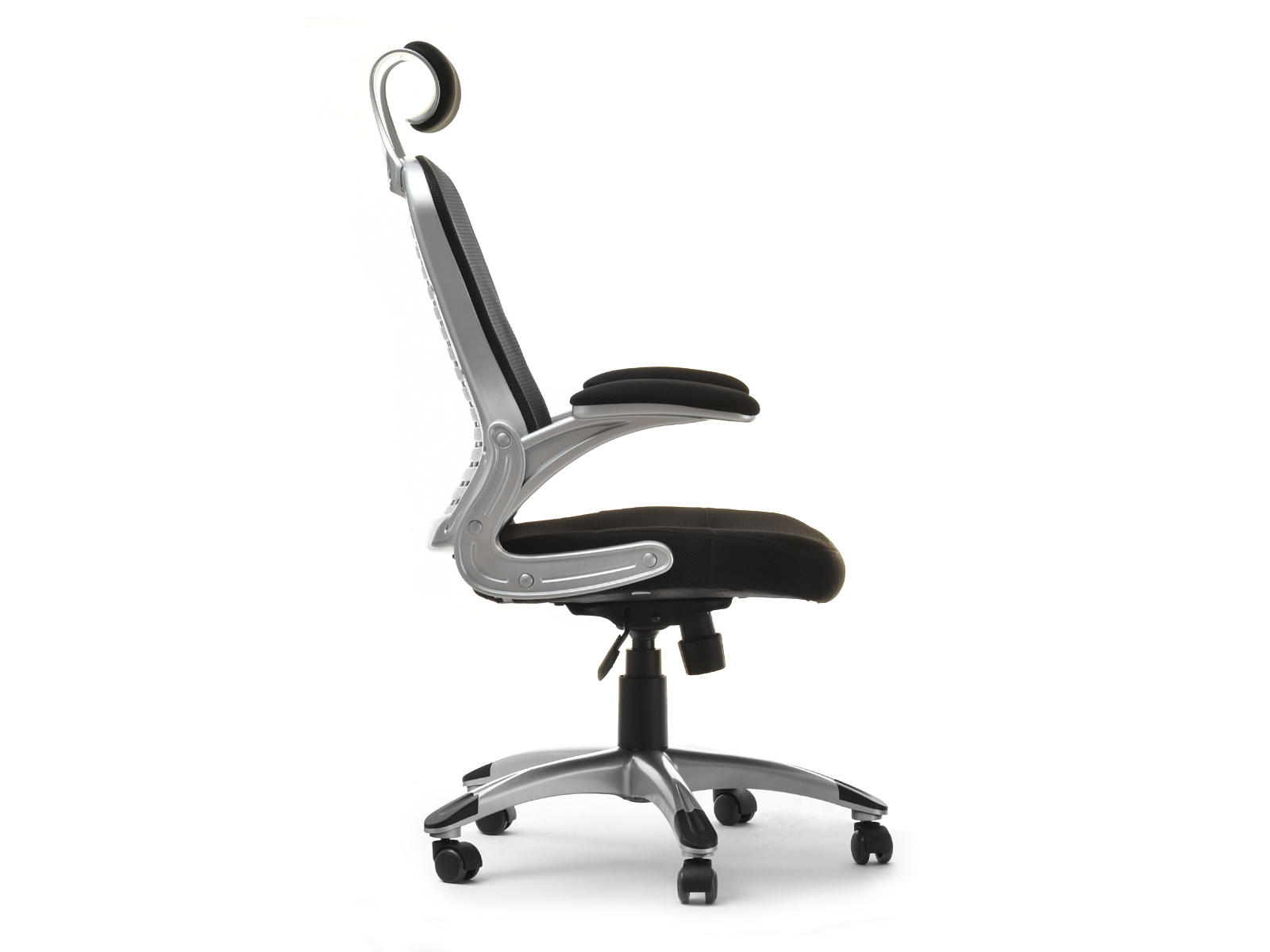 Fotel biurowy LUPO czarna tkanina mesh + srebrne tworzywo - tył