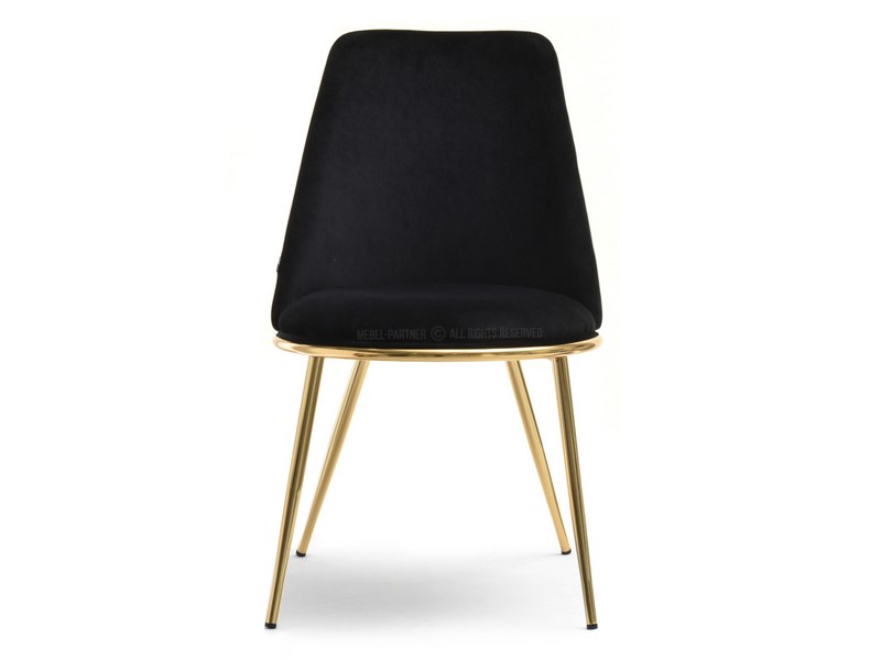 Krzesło DORIS Z CZARNEGO WELEURU glamour + złota noga - smukłe nóżki