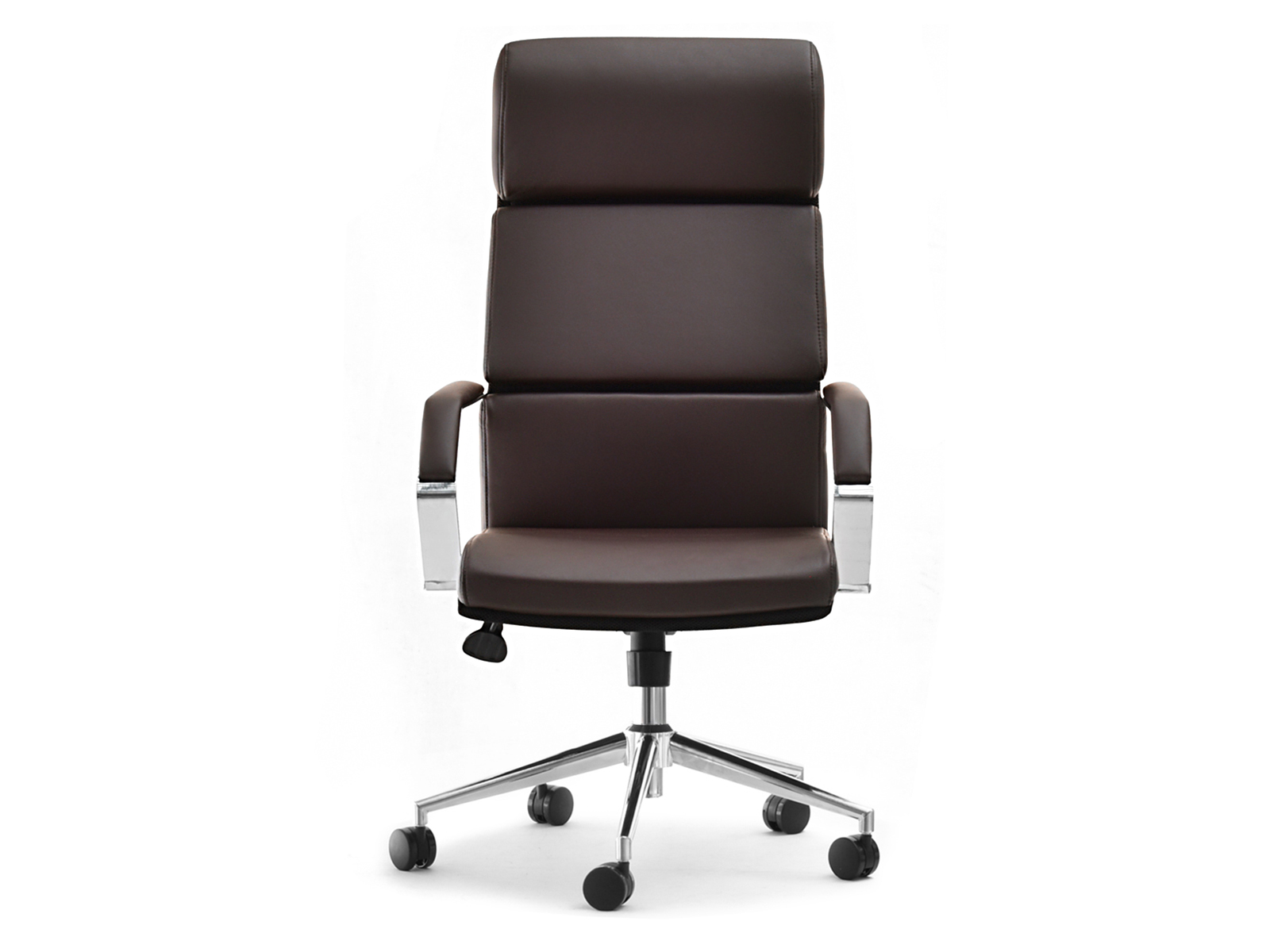 Fotel biurowy BOND BRĄZOWY ze skóry z ergonomicznym oparciem - przód