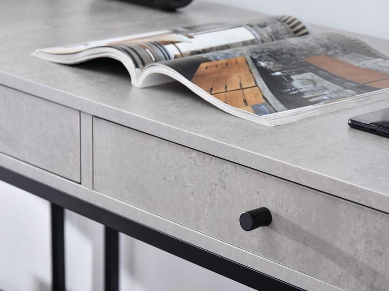 Industrialne biurko z szufladami KALAN BETON + CZARNY - stabilna, metalowa podstawa
