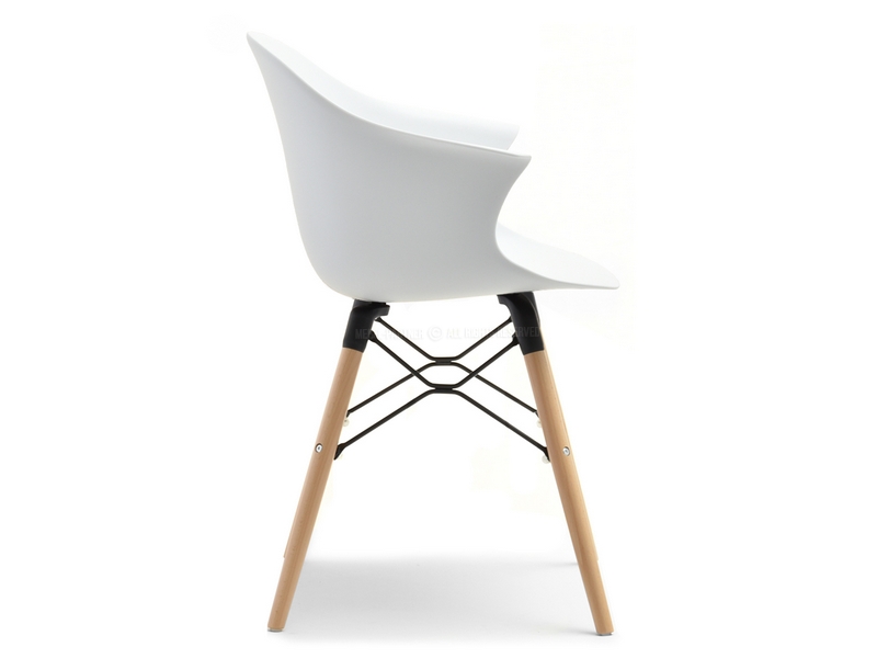 Krzesło CLOUD BIAŁE z tworzywa na drewnianych nogach - detale