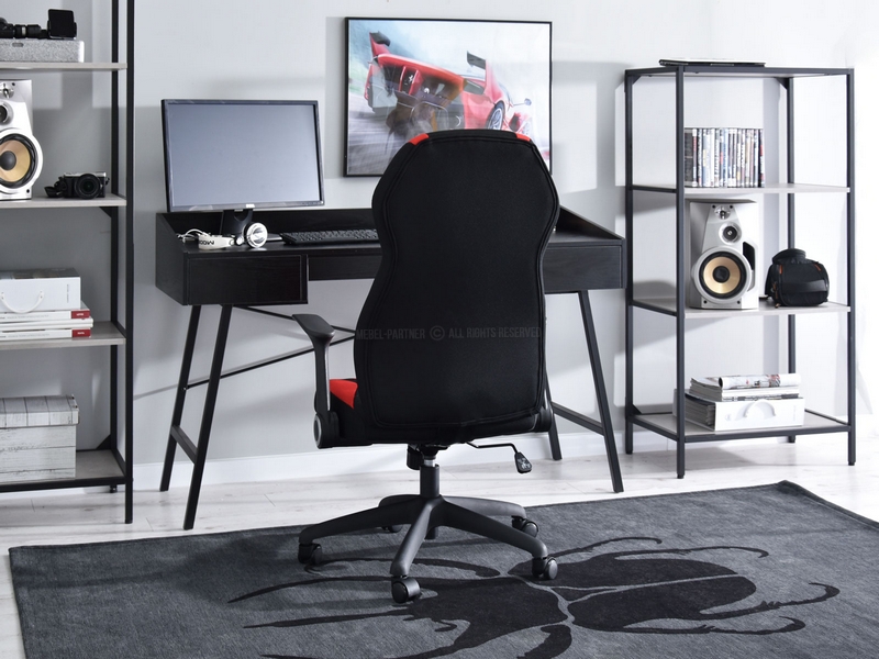 Fotel biurowy SOLID CZARNO-CZERWONY sportowy z materiału - tył