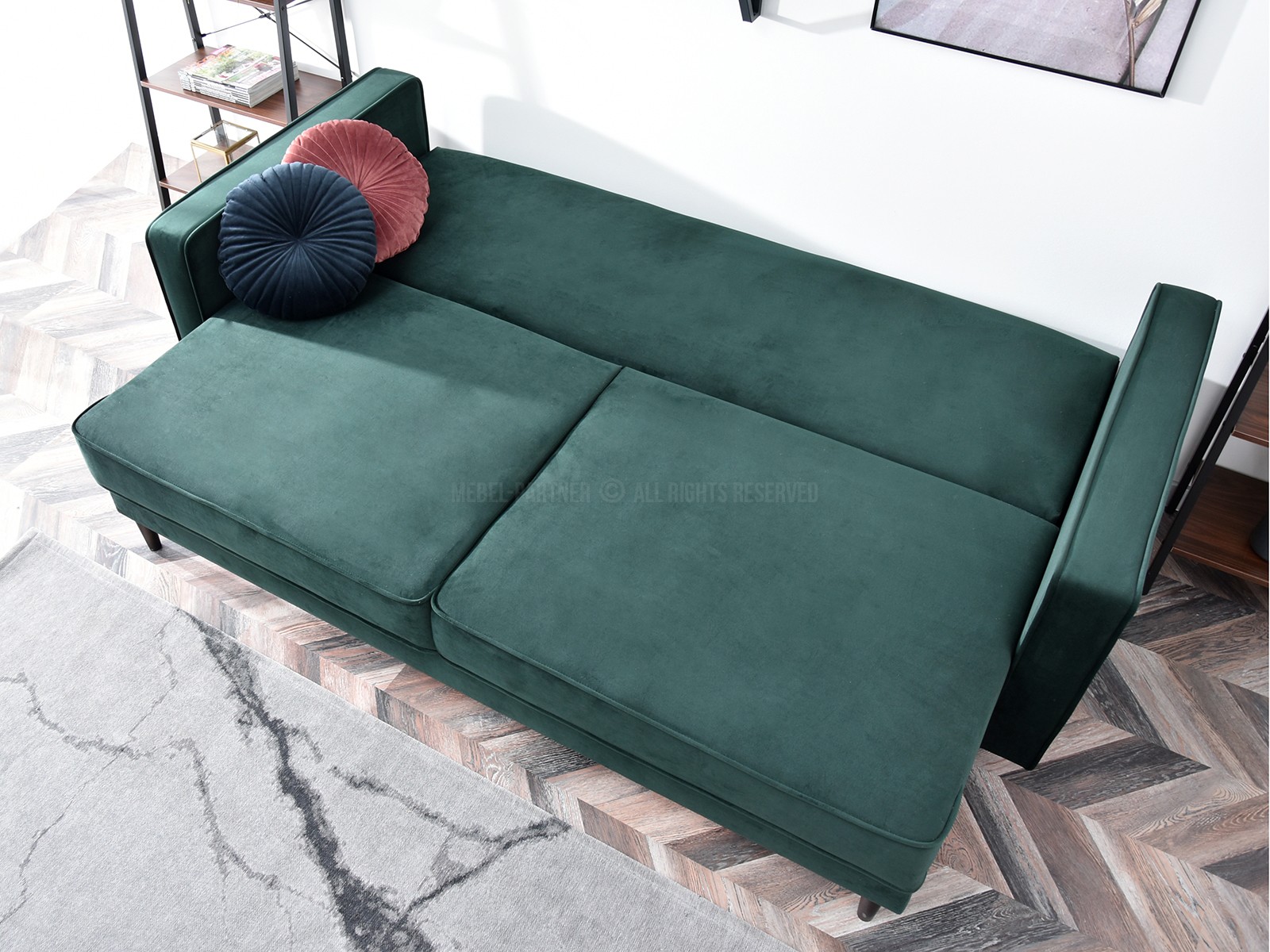 Komfortowa sofa wolnostojąca LAVIA BUTELKOWA ZIELEŃ - miękkie siedzisko