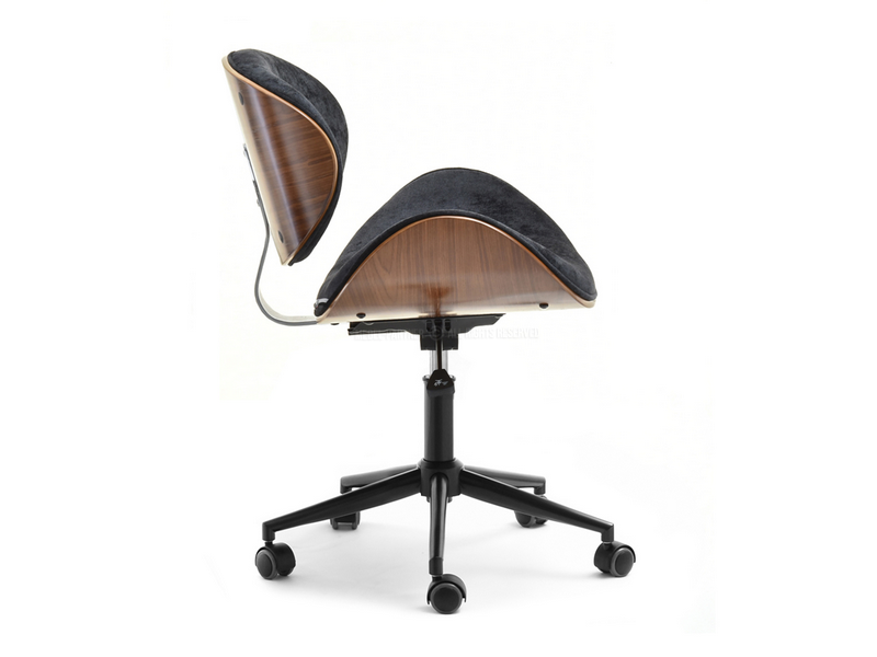 Drewniane krzesło biurowe z kółkami SWING ORZECH-CZARNY - przód
