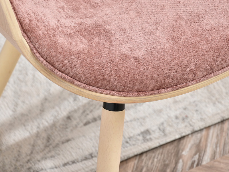 Krzesło drewniane BENT DĄB BIELONY PUDROWY RÓŻ - oryginalna tkanina