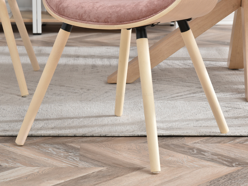 Krzesło drewniane BENT DĄB BIELONY PUDROWY RÓŻ - komfortowe podłokietniki