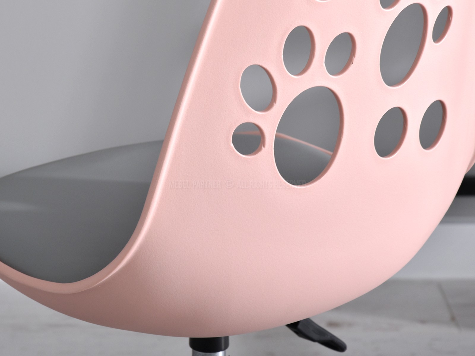 Krzesło do pokoju dziewczynki FOOT RÓŻOWO-SZARE z regulacją - miękkie siedzisko