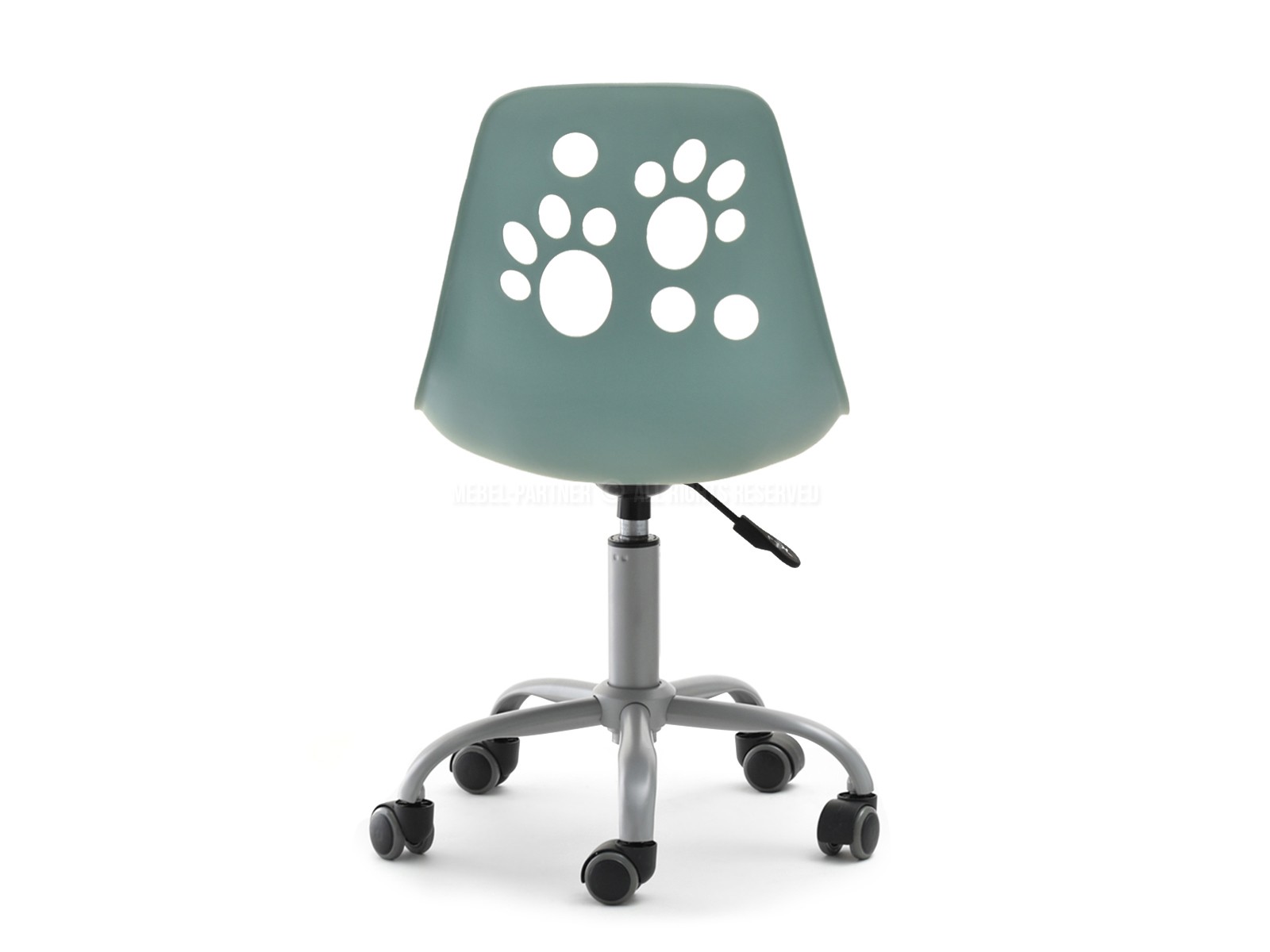 Krzesło biurowe dla dzieci FOOT ZIELONY PASTEL Z SZARĄ NOGĄ - miękkie siedzisko