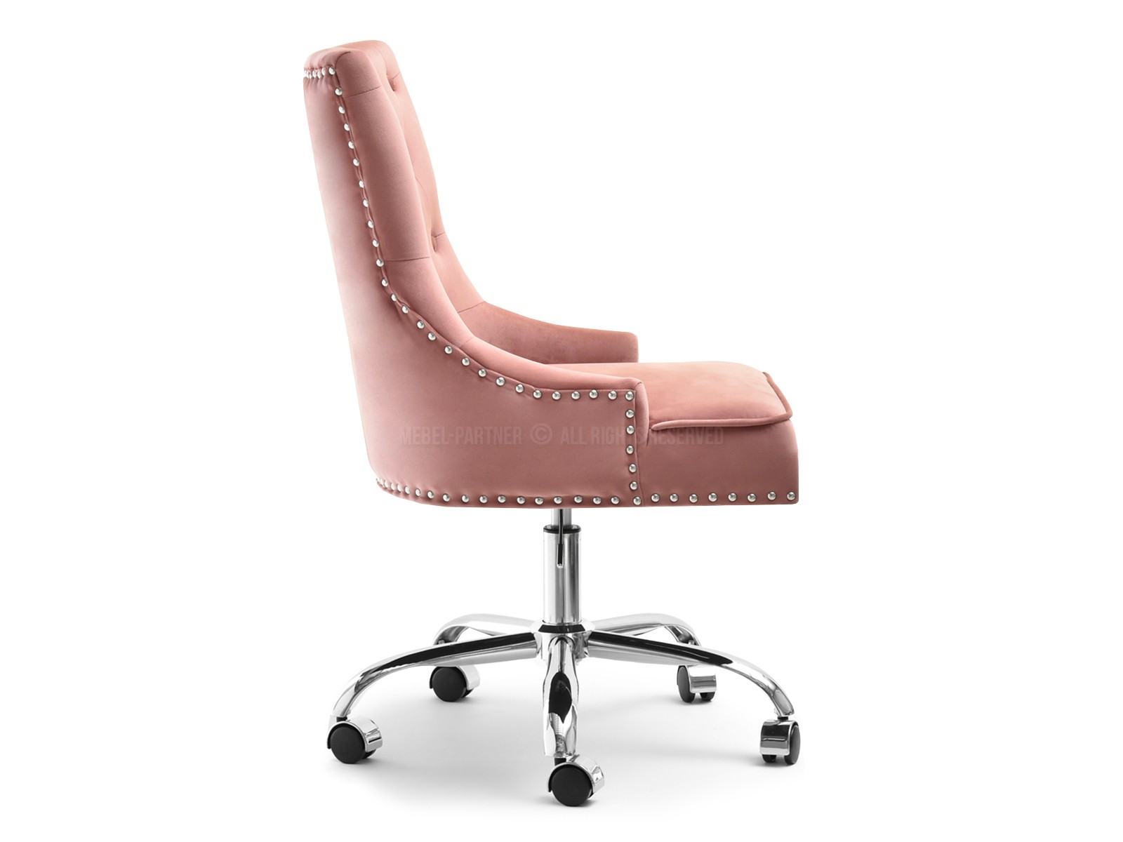 Fotel obrotowy glamour SORIA PUDROWY z pinezkamii pikowaniem - nowoczesna forma
