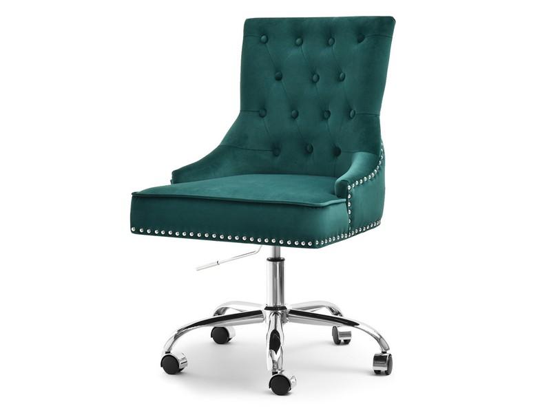Fotel w stylu ludwik SORIA ZIELONY z weluru do biurka - nowoczesna forma