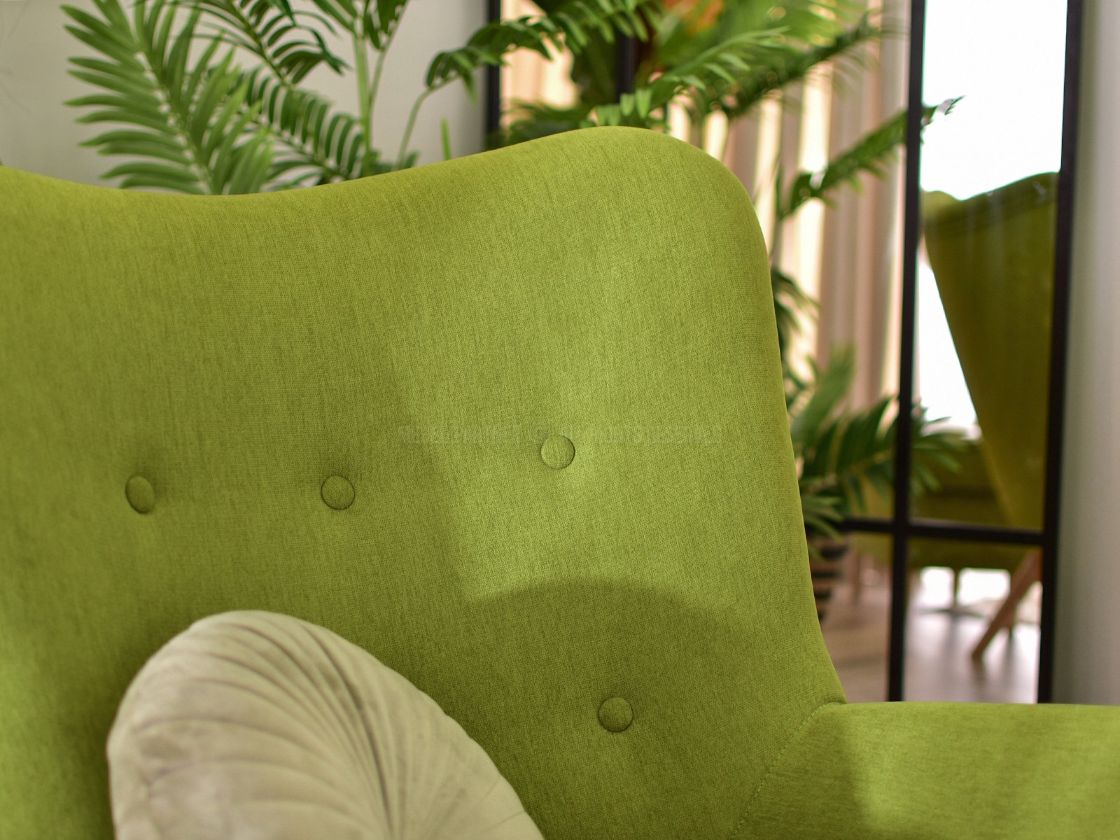 Fotel wypoczynkowy pikowany FLORI MECH NOGA BUK - charakterystyczne detale