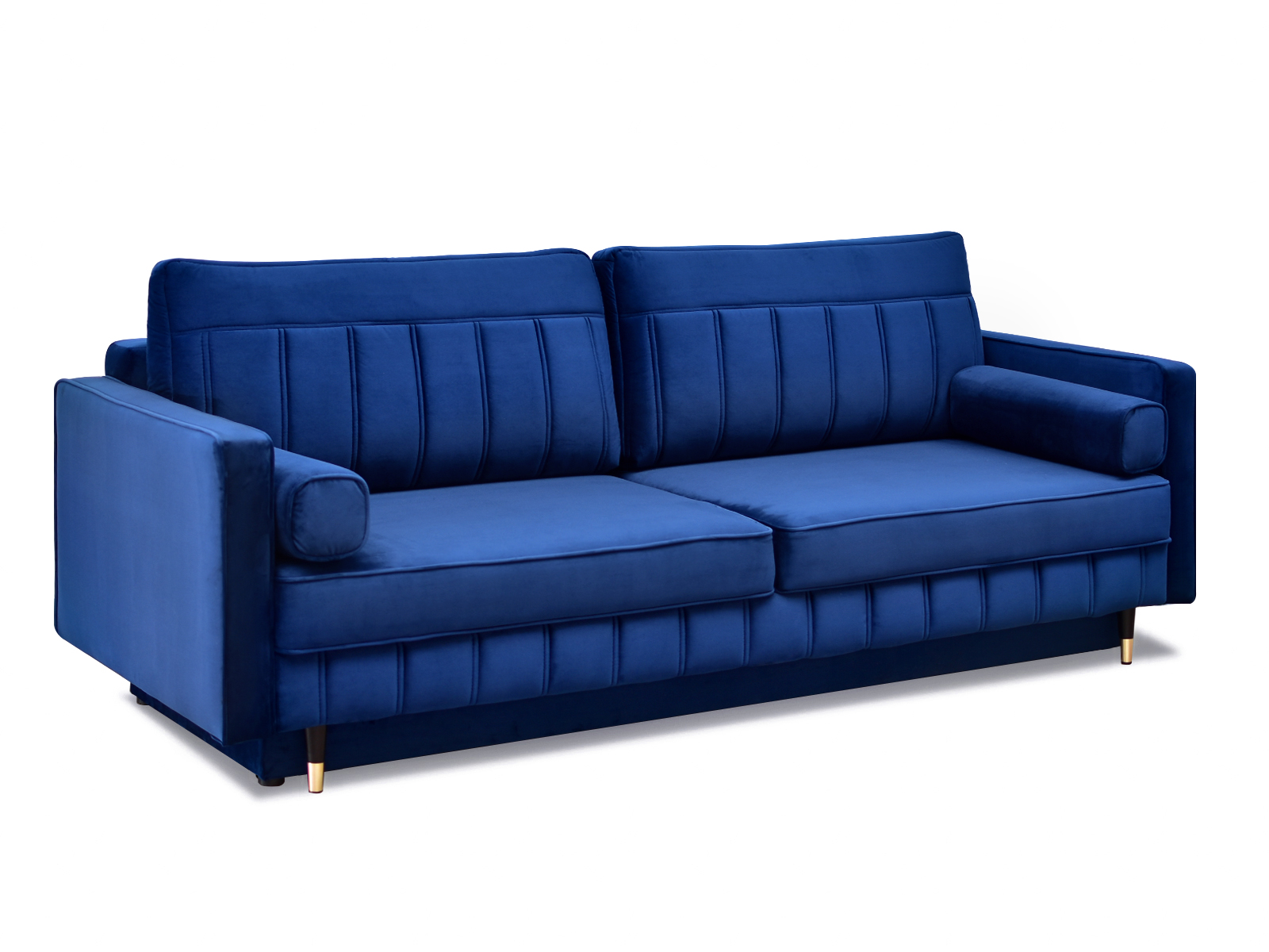 Sofa welurowa z funkcją spania CALVO GRANAT poduszki wałek - tył kanapy
