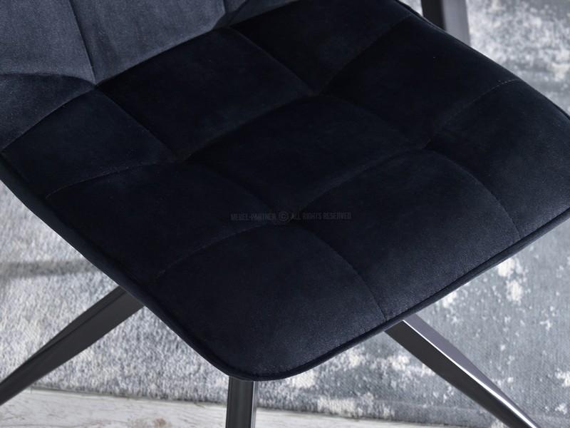 Pikowane krzesło welurowe SALLY CZARNE - NOGA METAL - charakterystyczne detale