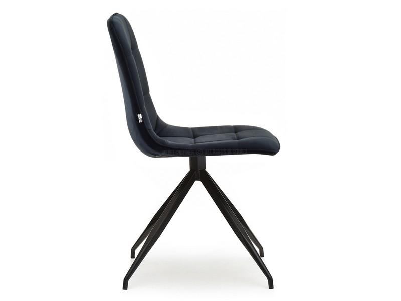 Pikowane krzesło welurowe SALLY CZARNE - NOGA METAL - profil