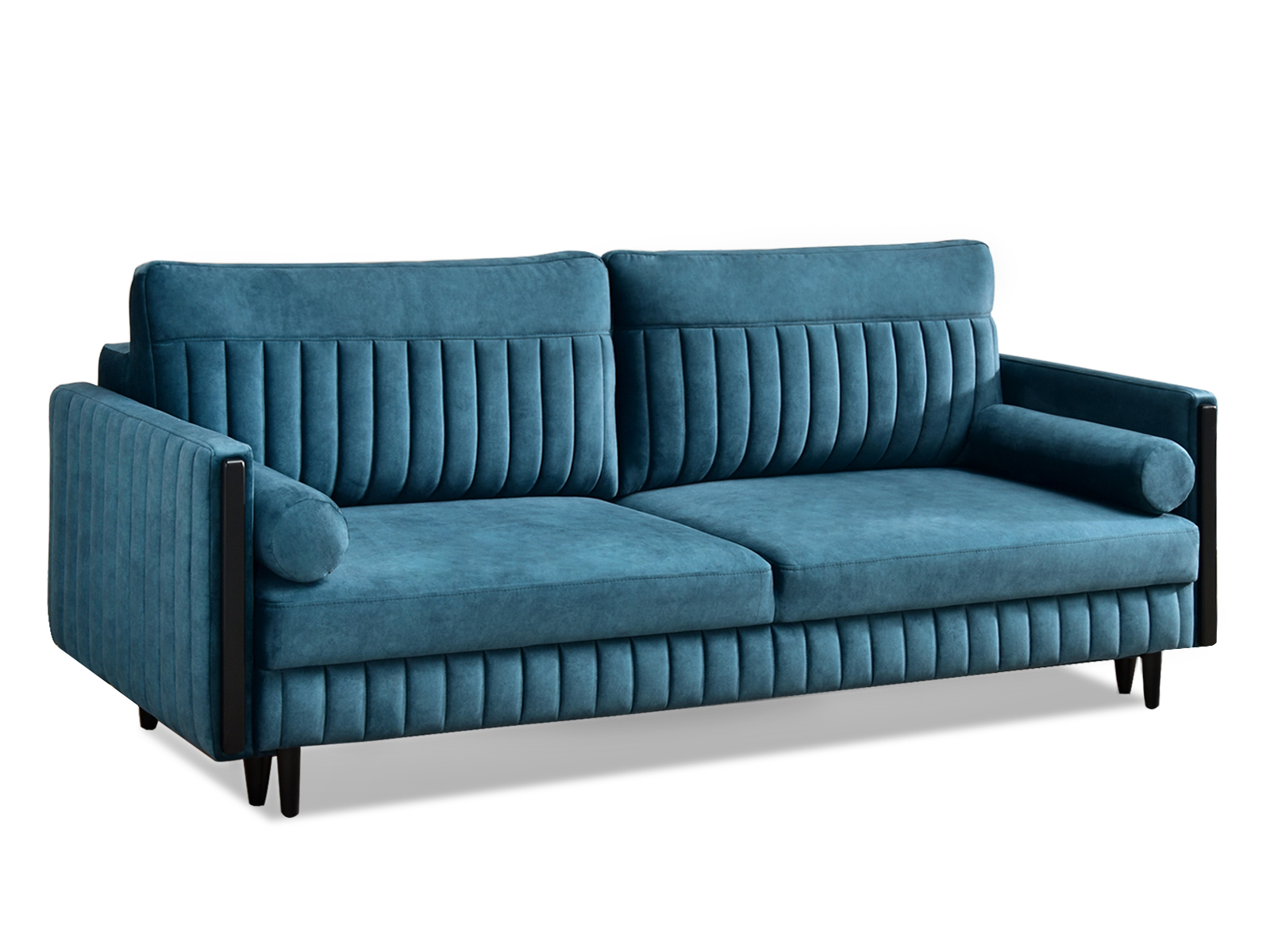 Sofa rozkładana z weluru MALONE TURKUSOWA - powierzchnia spania