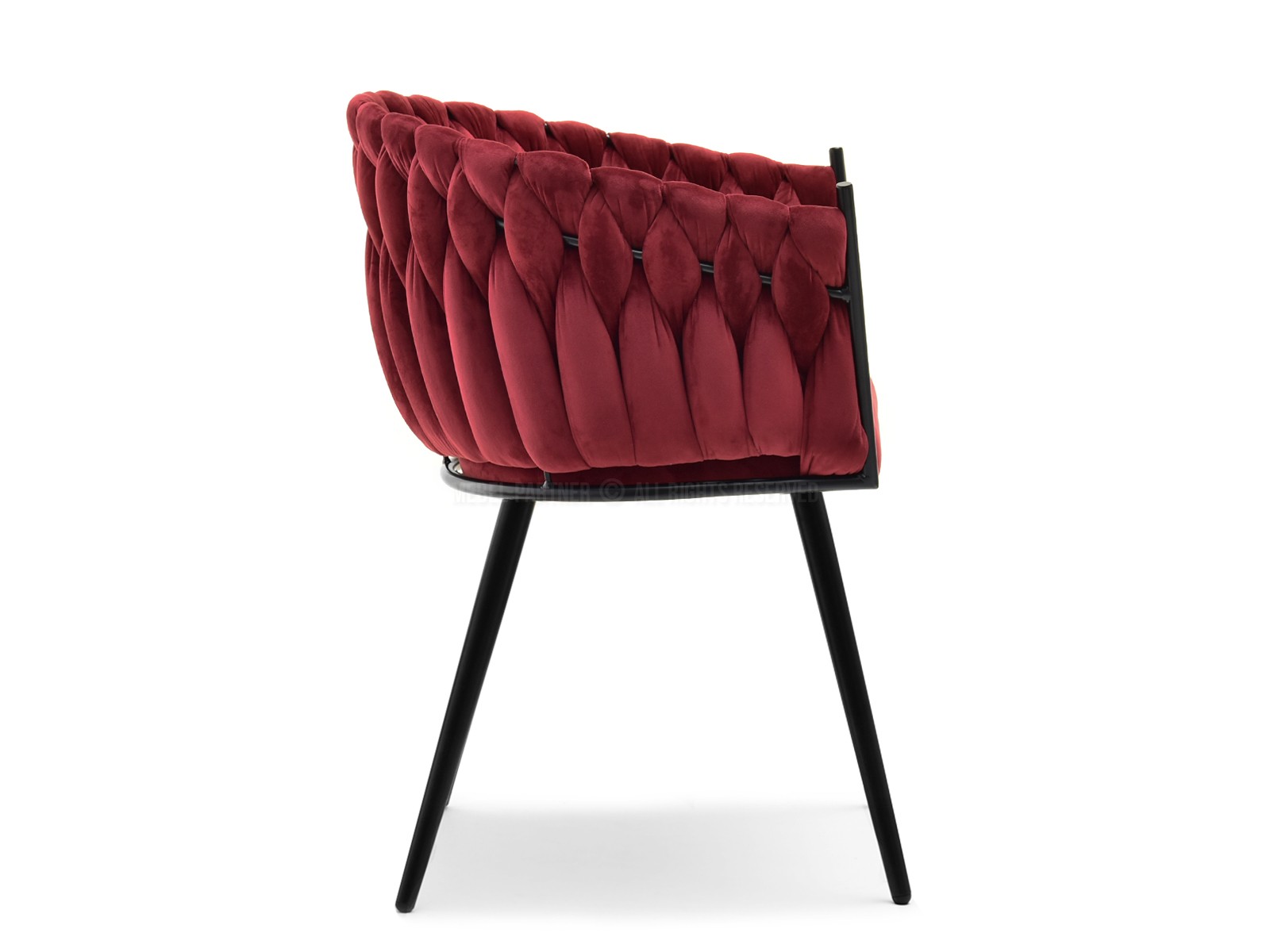 Krzesło z weluru ROSA BORDOWY - CZARNY STELAŻ - welurowa tkanina w oparciu