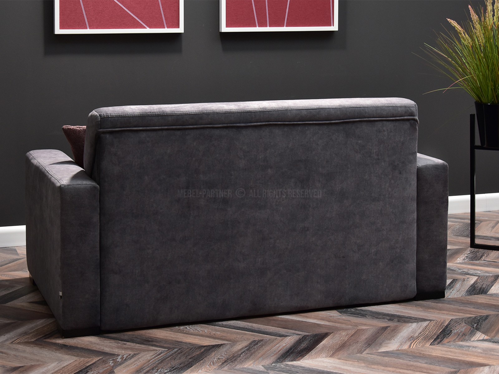 Rozkładana sofa amerykanka MILO GRAFITOWA dwuosobowa - czarna podstawa