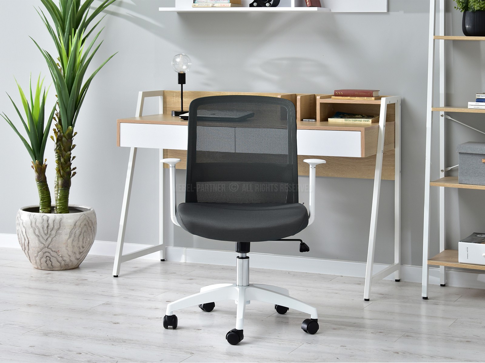 Fotel biurowy materiałowy GLEN GRAFITOWY MESH do home office