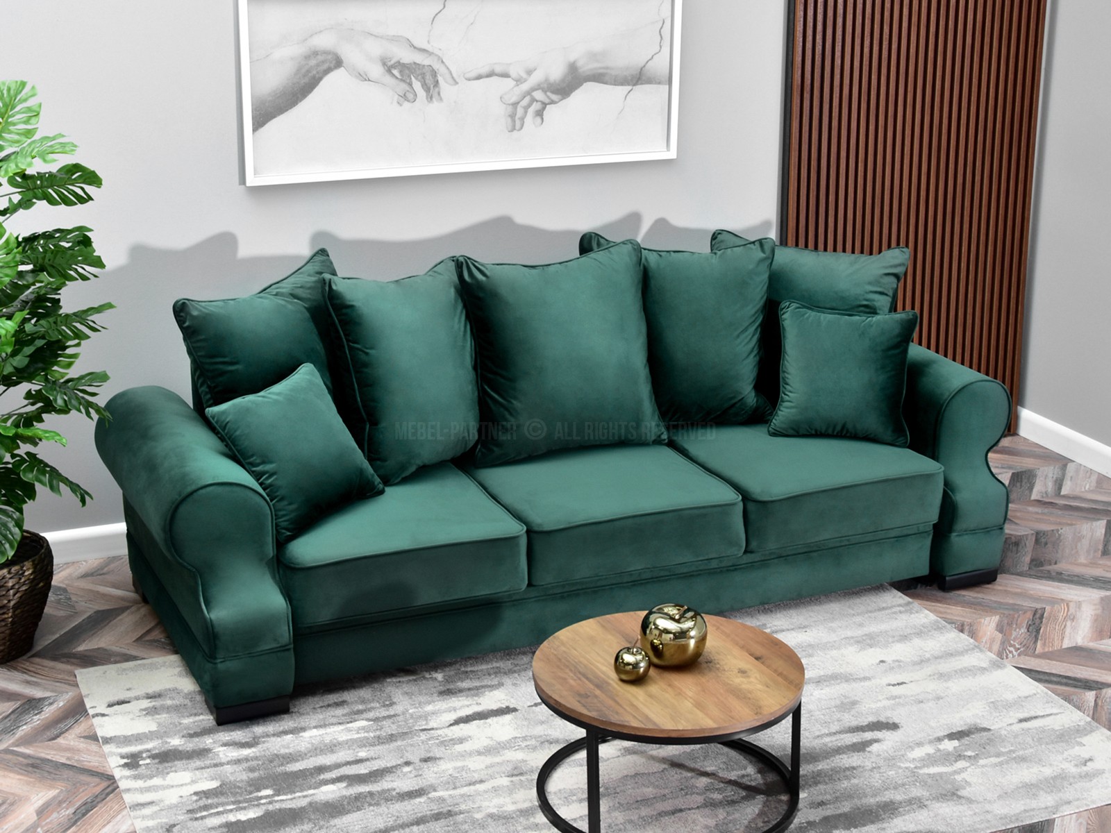 Rozkładana sofa do salonu w stylu angielskim TOSCA ZIELONA - charakterystyczne detale