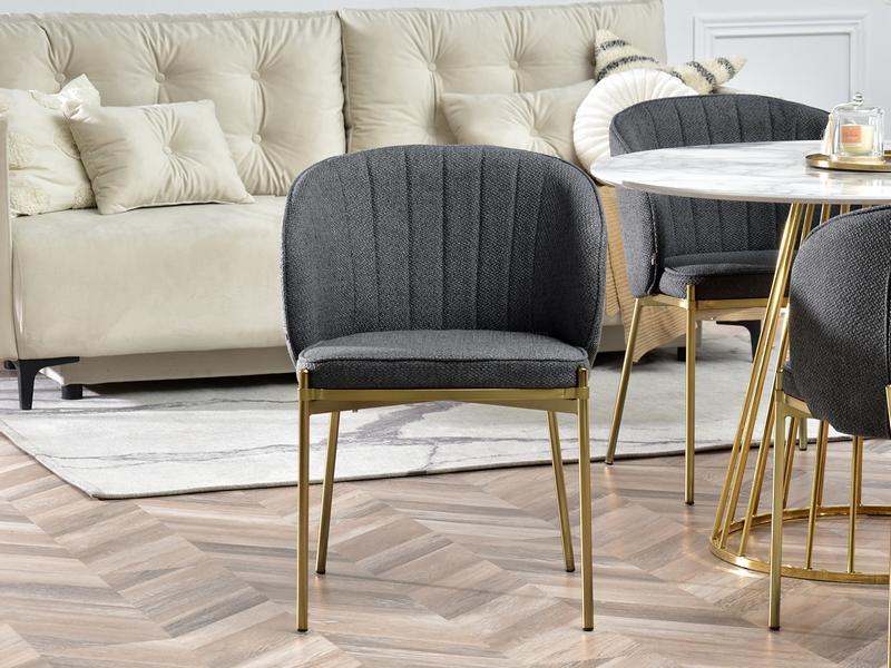 Krzesło tapicerowane na złotych nogach FELICE GRAFITOWE - charakterystyczne detale