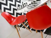 Krzesło mpc wood czerwony tworzywo, podstawa buk
