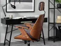 Fotel biurowy frank orzech-brązowy skóra ekologiczna, podstawa czarny
