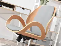 Fotel obrotowy do biura z drewna GINA bukowo szary - nowoczesna forma