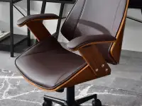 Fotel biurowy frank orzech-brązowy skóra ekologiczna, podstawa czarny