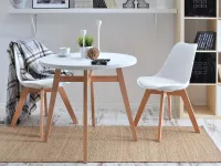 Krzesło drewniane z oparciem LUIS WOOD białe - w aranżacji ze stołem CROSS