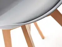 Krzesło drewniane z oparciem LUIS WOOD szare - poduszka obszyta skórą ekologiczną