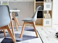 Krzesło drewniane z oparciem LUIS WOOD szare - widok z boku