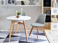Krzesło drewniane z oparciem LUIS WOOD szare - w aranżacji ze stołem CROSS
