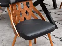 Krzesło crabi orzech-czarny skóra-ekologiczna, podstawa-orzech