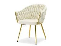 Produkt: krzesło iris kremowy welur, podstawa złoty