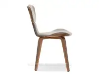 Krzesło drewniane do jadalni z szarą tkaniną ASALA - ORZECH - widok z boku