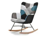 Produkt: Fotel sibil patchwork-4 tkanina, podstawa czarny-buk