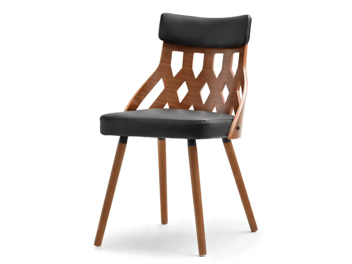 Krzesło crabi orzech-czarny skóra-ekologiczna, podstawa-orzech