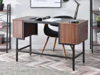 Industrialne biurko z szufldami LOFT orzech - tył biurka