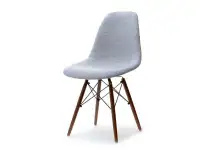 Tapicerowane krzesło z deseniem MPC WOOD TAP szare - na podstawie w kolorze orzech