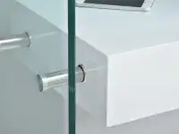 Biurko ze szkła z półką OPAL białe - wytrzymałe uchwyty