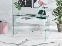 Biurko ze szkła z półką OPAL białe - tył