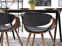 Krzesło vintage ze skóry ekologicznej BENT orzech-czarny - tył siedziska