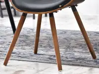 Krzesło vintage ze skóry ekologicznej BENT orzech-czarny - stabilna podstawa
